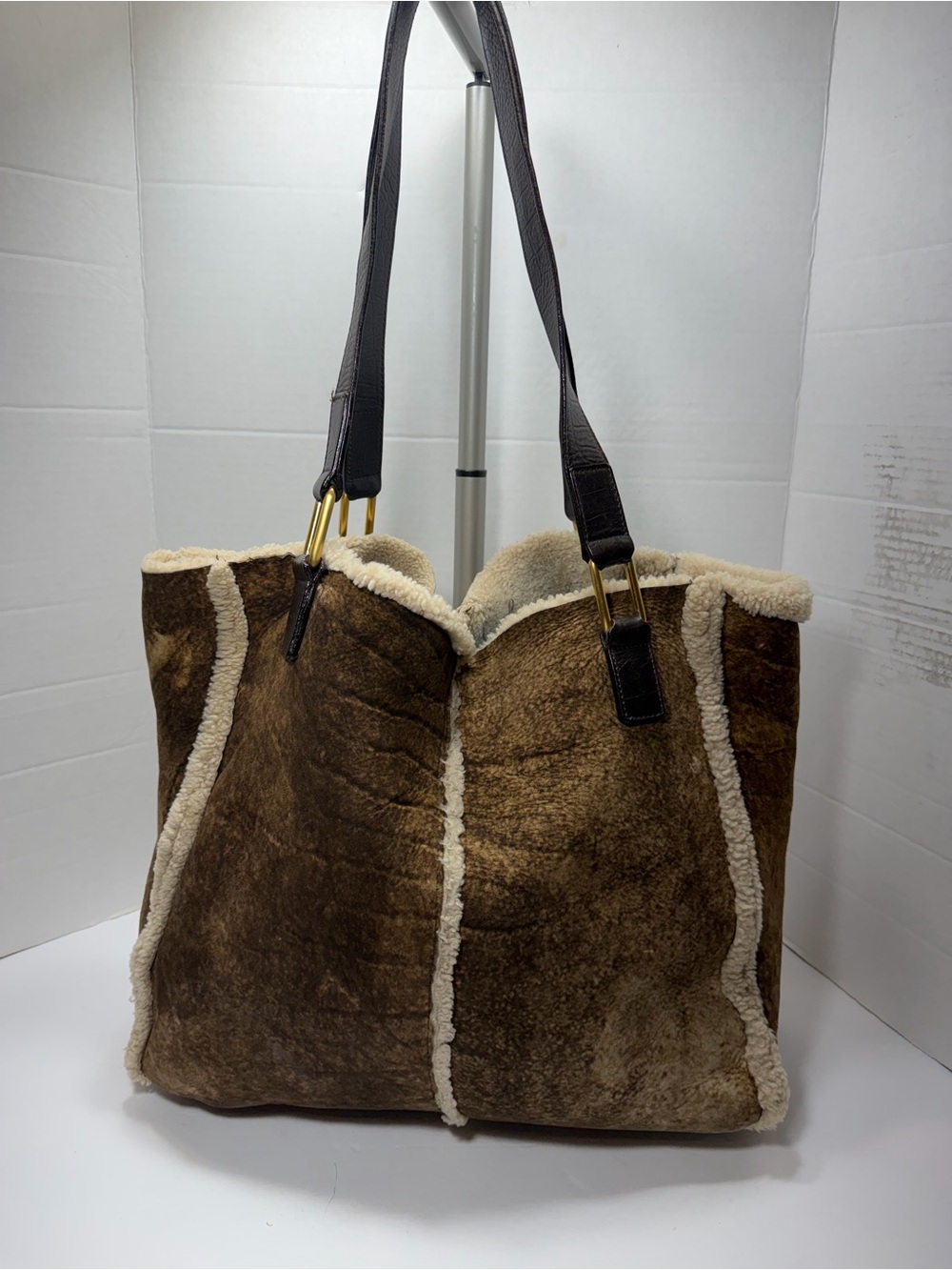 LARGE FALOR s.r.l BROWN SUEDE LINED PURSE SHOULDER BAG MADE IN ITALY